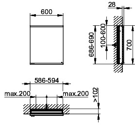 KEUCO Royal Modular 2.0 SPS, bel. 80011, Einb,1Steckd,sb-elox,600x700x120mm