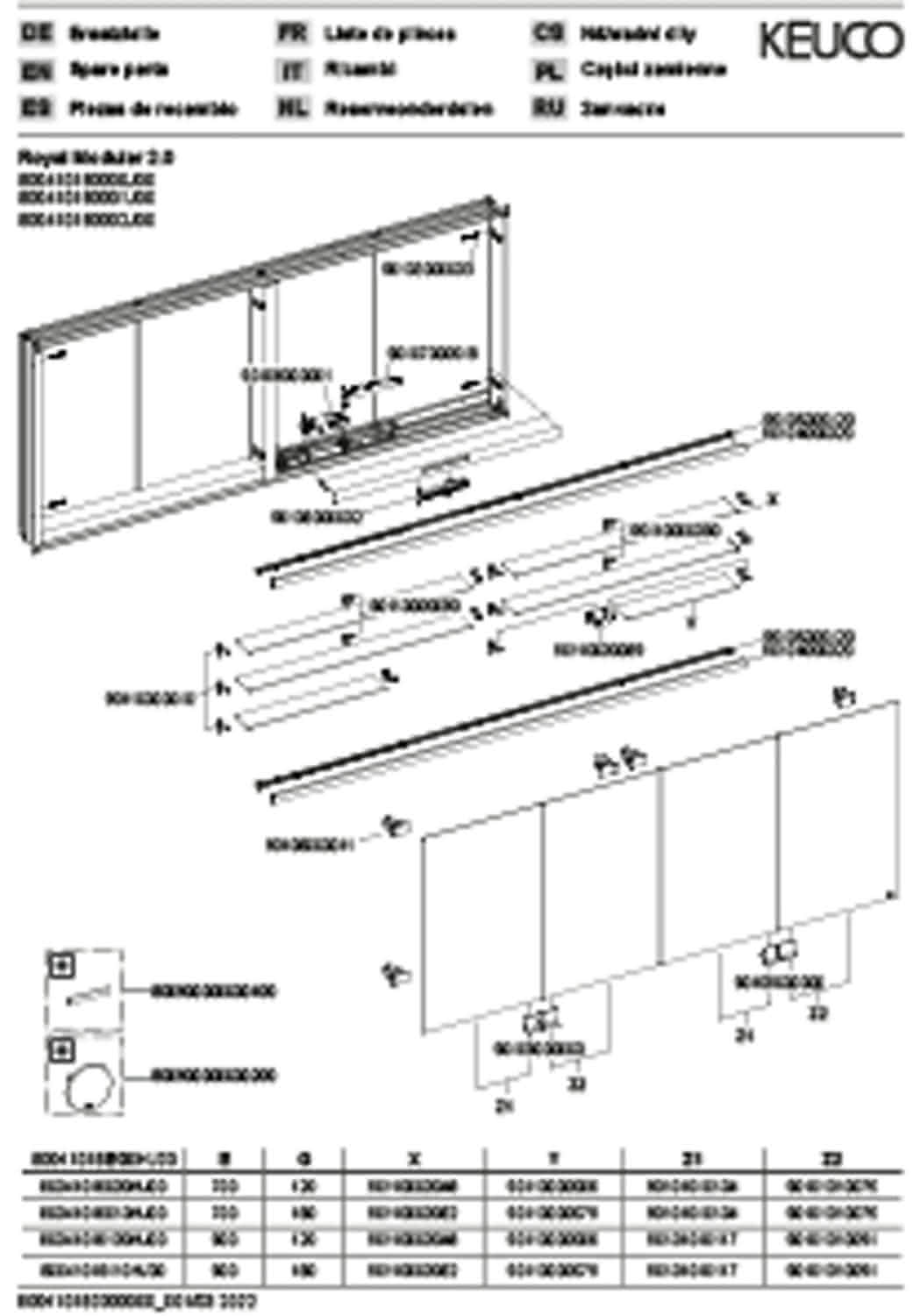 KEUCO Royal Modular 2.0 SPS, bel. 80041, Einb,2Steckd/USB,sb-elox,1600x700x160mm