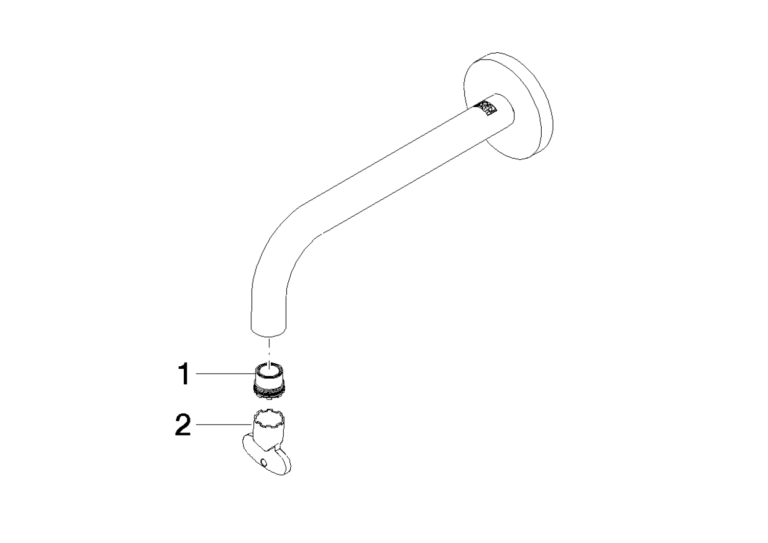 DO Auslauf für Waschtisch Wand ET 90282235100 190 mm, 5,7 l/min. Chrom