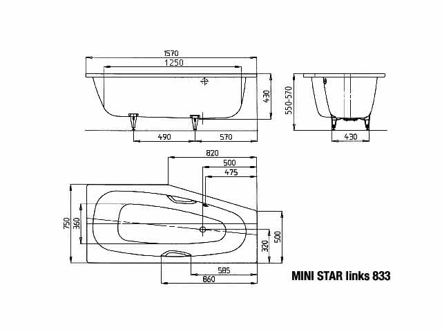 KA BW MINI STAR LINKS Mod.833,1570x750mm ,pergamon