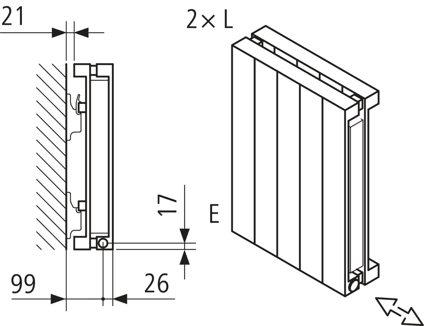 Kermi Heizwand HVN Typ20 BH3600x104x840 QN4570, RAL9016, 6 bar, ANB12