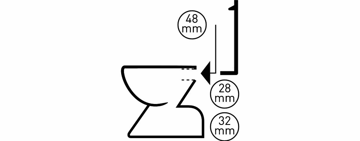 Spülrohrverbinder schwarz alter Einlauf 48mm für Druckspülrohr 26-34mm (61S)