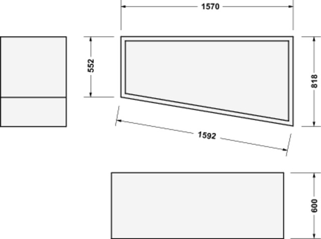 DU Wannenträger f.#700507 Duravit No.1 Badewanne 1600x850mm, Ecke rechts