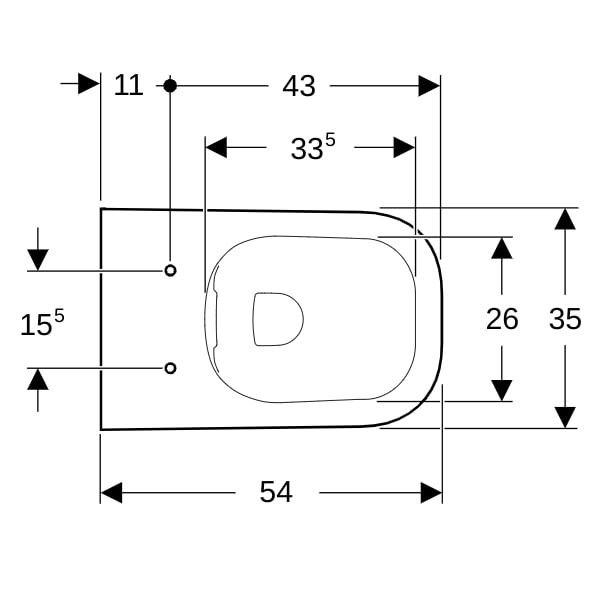 Geberit Renova Plan Wand-WC Tiefspüler teilgeschlossene Form Rimfree, weiß Tect