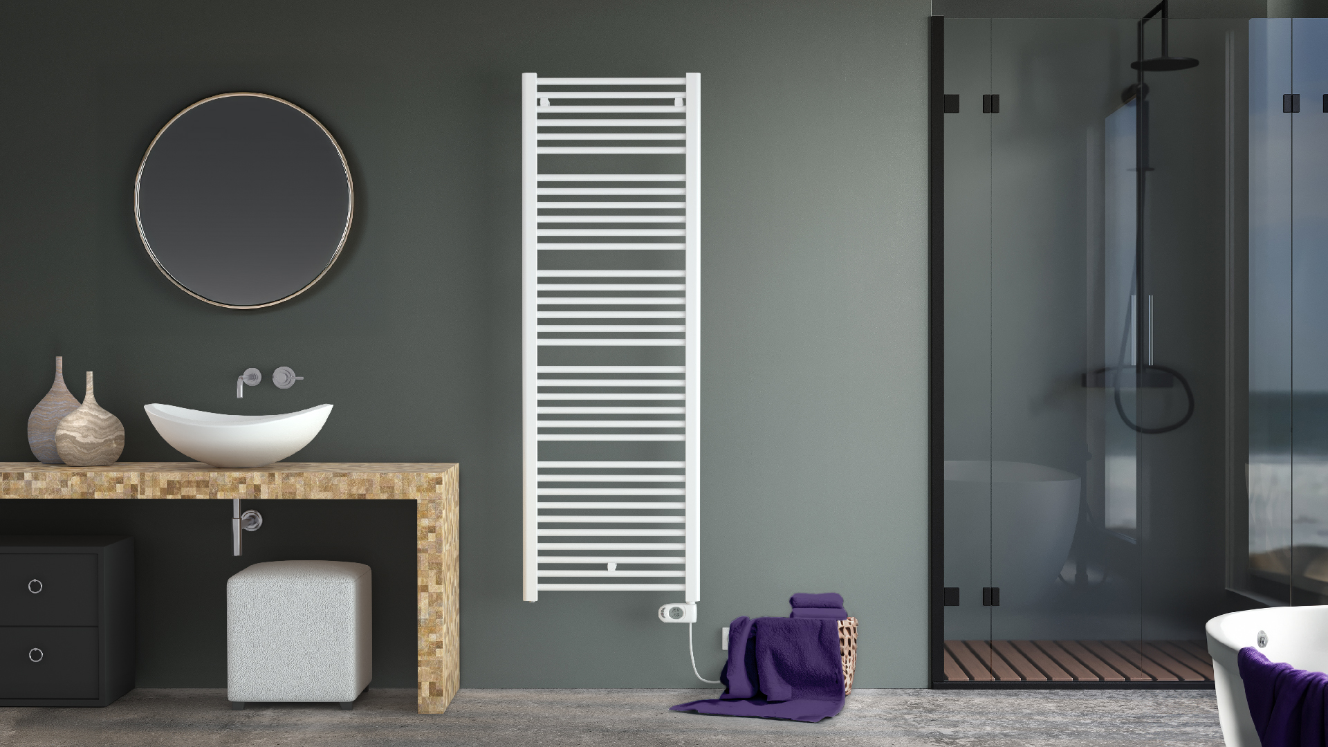 Zehnder Design-HK Dero, rein elektrisch DERSZ120060EFZD 1246x40x600 RAL 9016