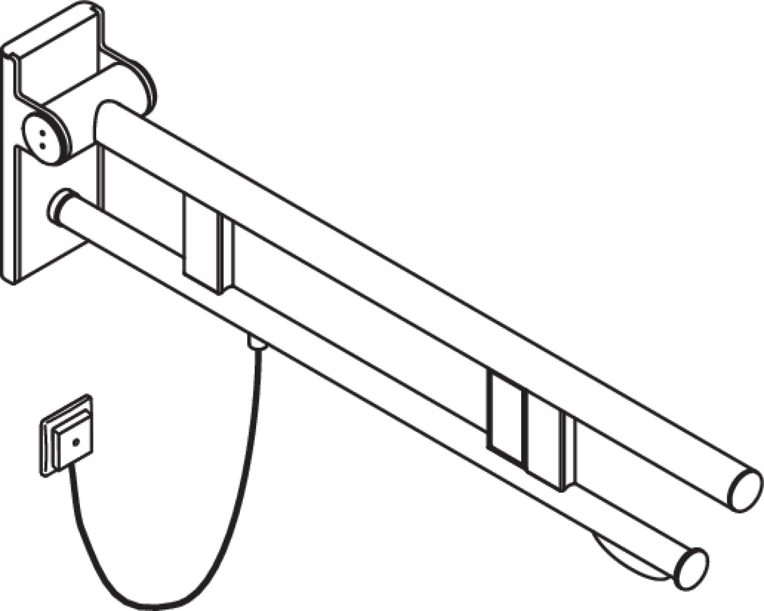 HEWI SK-Griff Duo (A),re,PRH,750,WC- Spül/FKT(E-Ausf.),schliff