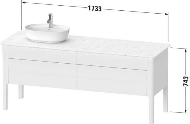 Duravit WTU bodenstehend Luv 743x1783x570mm 2 SchKa,2 Ausz.,Siphona.l.,Weiß SeM