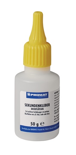 Sekundenkleber dickflüssig 50g farblos Flasche PROMAT CHEMICALS Sekundenkleber dickflüssig 50g farblos Flasche PROMAT CHEMICALS