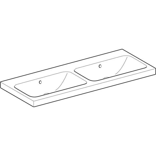 Geberit iCon Light Doppelwaschtisch 120x48cm ohne Hahnloch, mit Ül., weiß, KeraTect