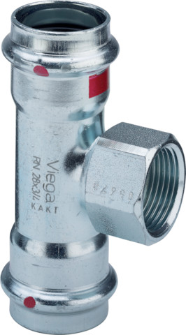 Viega T-Stück mit SC Prestabo 1117.2 in 22mm x Rp1/2 x 22mm Stahl verzinkt