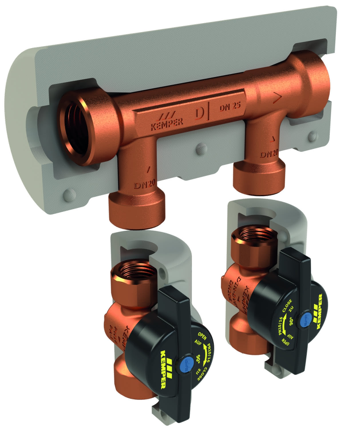 KEMPER KHS Venturi-Strömungsteiler-Gr.AP dynamisch, DN20,Abg.DN20,VAV DN20,IG