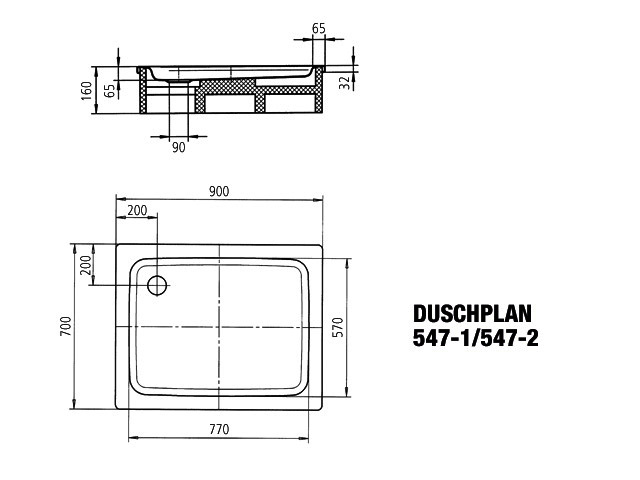 KA DW DUSCHPLAN Mod.547-1,700x900mm, pergamon,Perl-Effekt