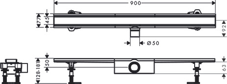 Hansgrohe Komplettset RainDrain Compact 900mm für Standardinstallation BST