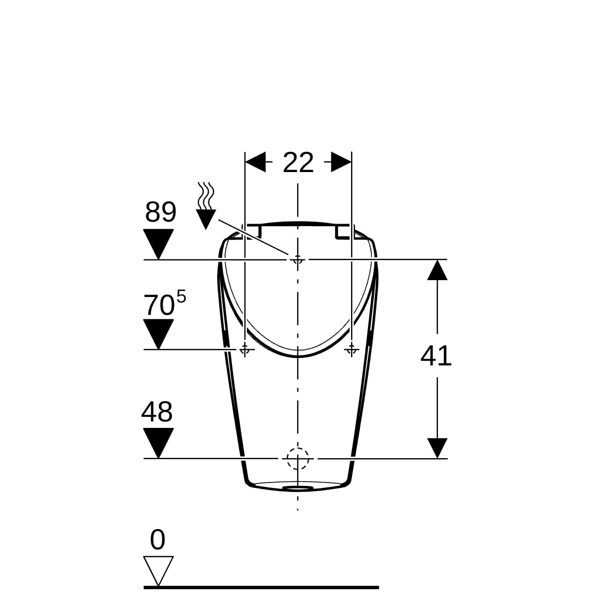 Geberit Renova S Urinal mit Deckel, Zul. hi. Abga hinten od. unten, weiß