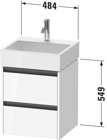 DU Waschtischunterbau wandh. Ketho.2, 460x484x549mm Weiß Matt 2 Schubk.