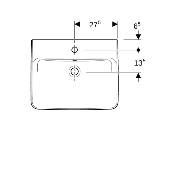Geberit Renova Plan Aufsatzwaschtisch 55x44cm mit Hahnloch, mit Überlauf, weiß
