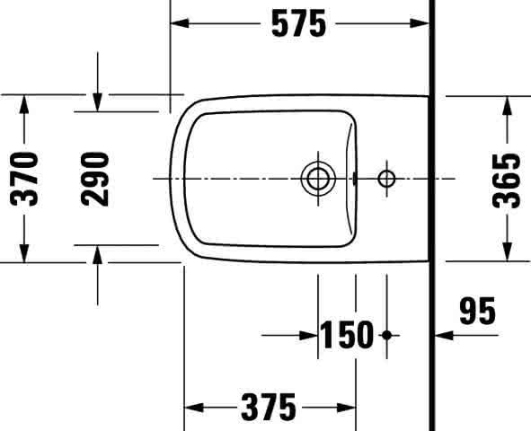 DU Stand-Bidet DuraStyle 570 mm mit ÜL, mit HLB, 1 HL, BTW, weiß