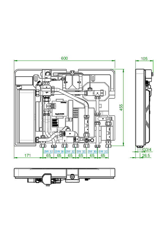 OVENTROP-Wohnungsstation Regudis W-HTE Wärmeübertrager kupfergelötet, 25 l/min OVENTROP-Wohnungsstation Regudis W-HTE Wärmeübertrager kupfergelötet, 25 l/min