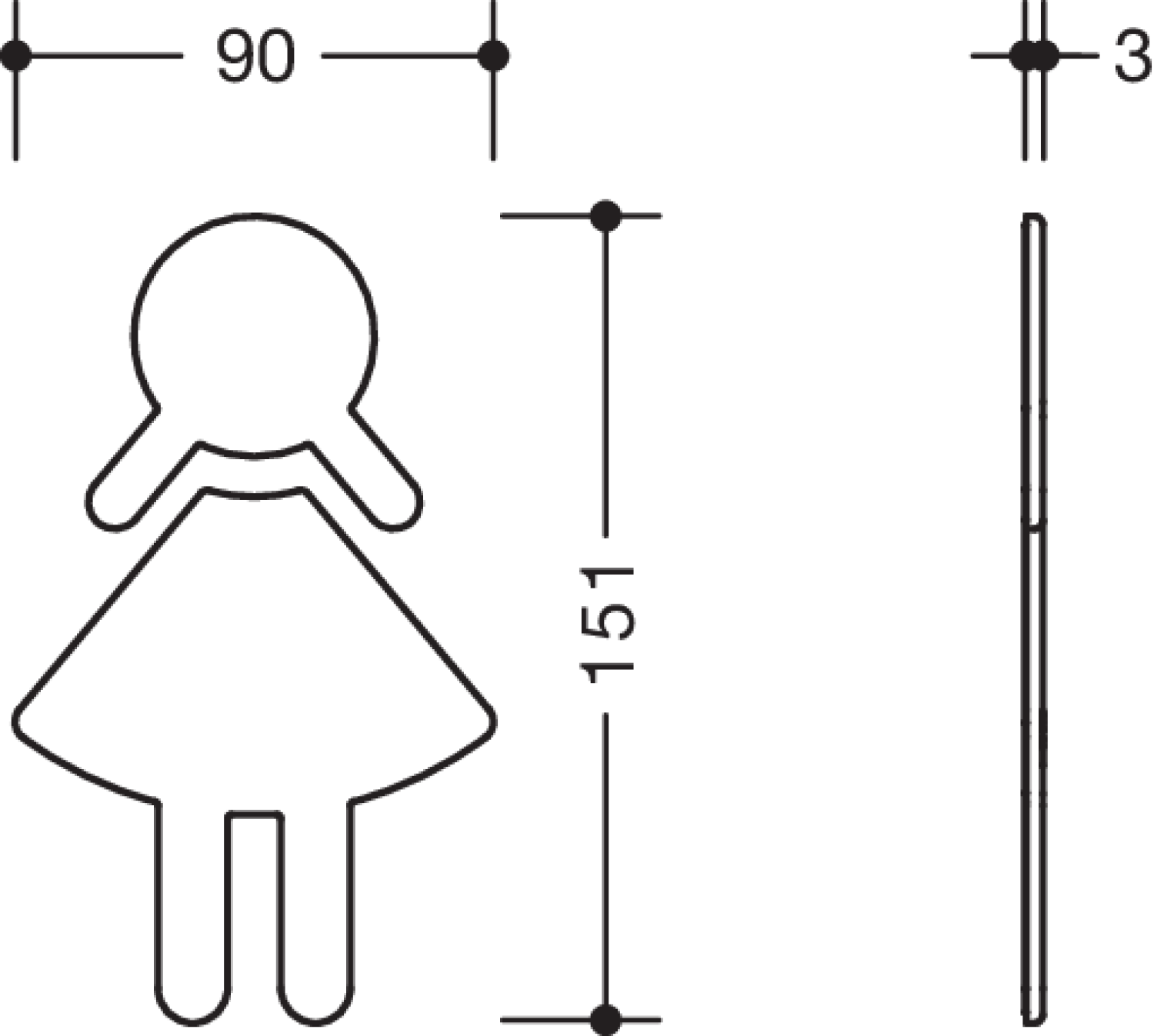 HEWI Symbol Frau Ser 801, selbstklebend stahlblau