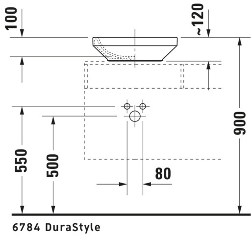 DU Aufsatzbecken DuraStyle 430 mm o.ÜL, o.HLB, geschliffen, weiß