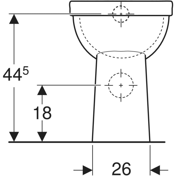 Geberit Renova Comfort Stand-WC Flachspüler erhöht, Abgang horizontal, weiß