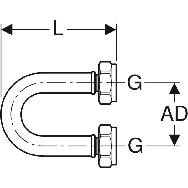 Geberit Abpressschlaufe mit Eurokonusverschraubungen d16 G3/4"