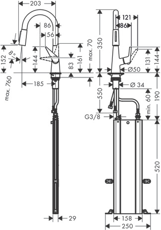 Hansgrohe Spültischmischer 160 Talis M51 Ausziehbrause 2jet sBox chrom