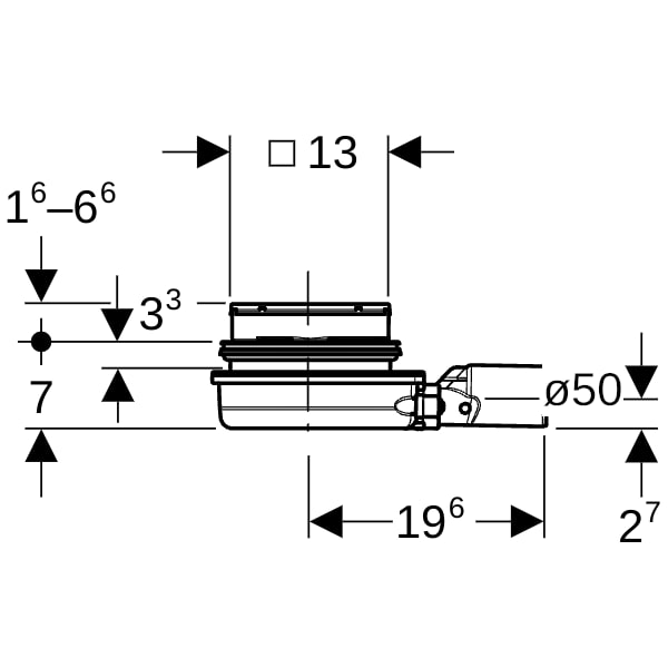 Geberit Varino Bodeneinlauf horizontal, d50