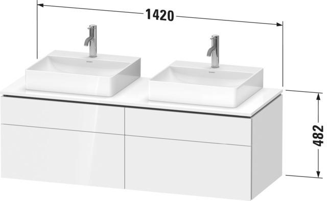 DU Konsolen-WTU wandh. L-Cube 550x1400x4 82mm Eiche Schwarz 2 Ausz 2 Schubk