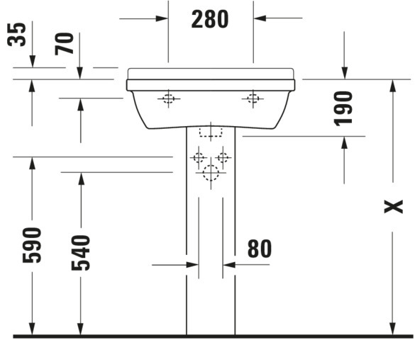 DU Waschtisch Starck 3 550 mm mit ÜL, mit HLB, 1 HL, weiß WonderGliss