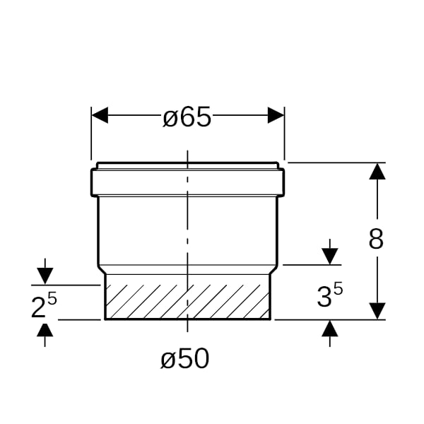 Geberit PE Steckmuffe mit Lippendichtung d50 L6,3