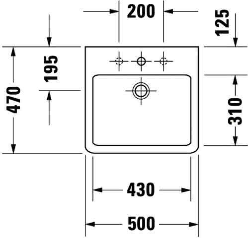 DU Waschtisch Vero 500 mm mit ÜL, mit HLB, 1 HL, weiß