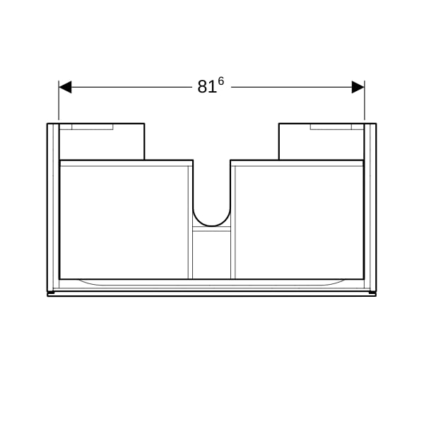 Geberit Xeno2 Unterschrank f. WT, 1 Schubl. 88x22x46,2cm, sculturagrau