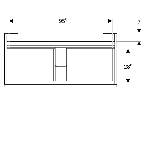 Geberit Renova Plan US für MWT, mit 1 Schbl. 98,8x60,5x47,3cm, weiß