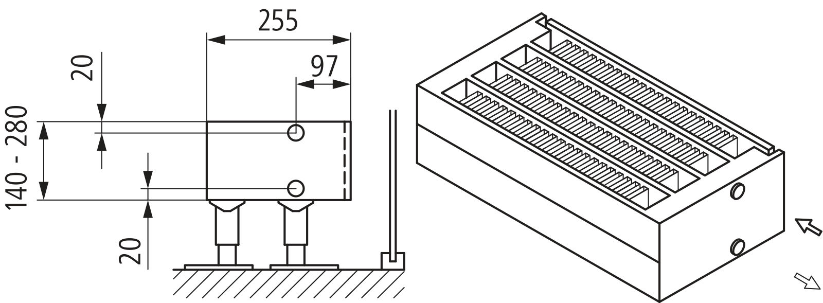 Kermi Kon m. Str. Typ44 BH280x255x3200 QN6934, weiß, 6bar, m. Abd., AB Uni.