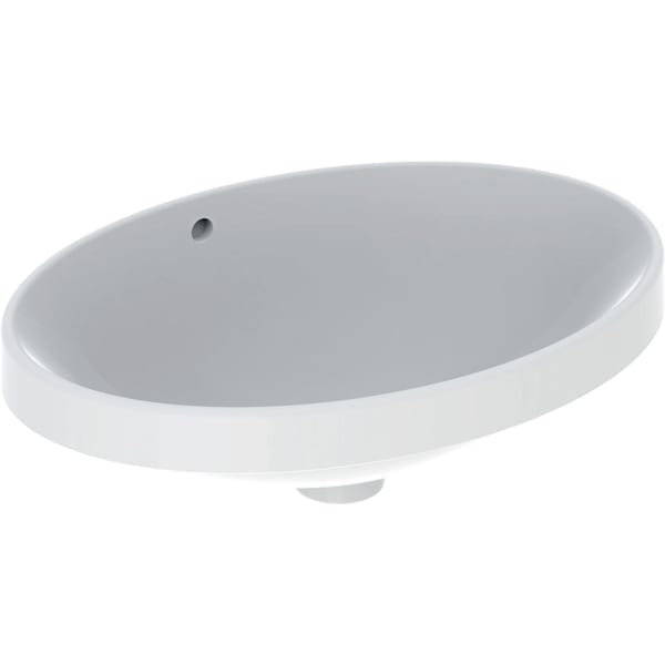 Geberit VariForm Einbauwaschtisch, oval 55x40cm, o. Hl, m. Ül., weiß gl