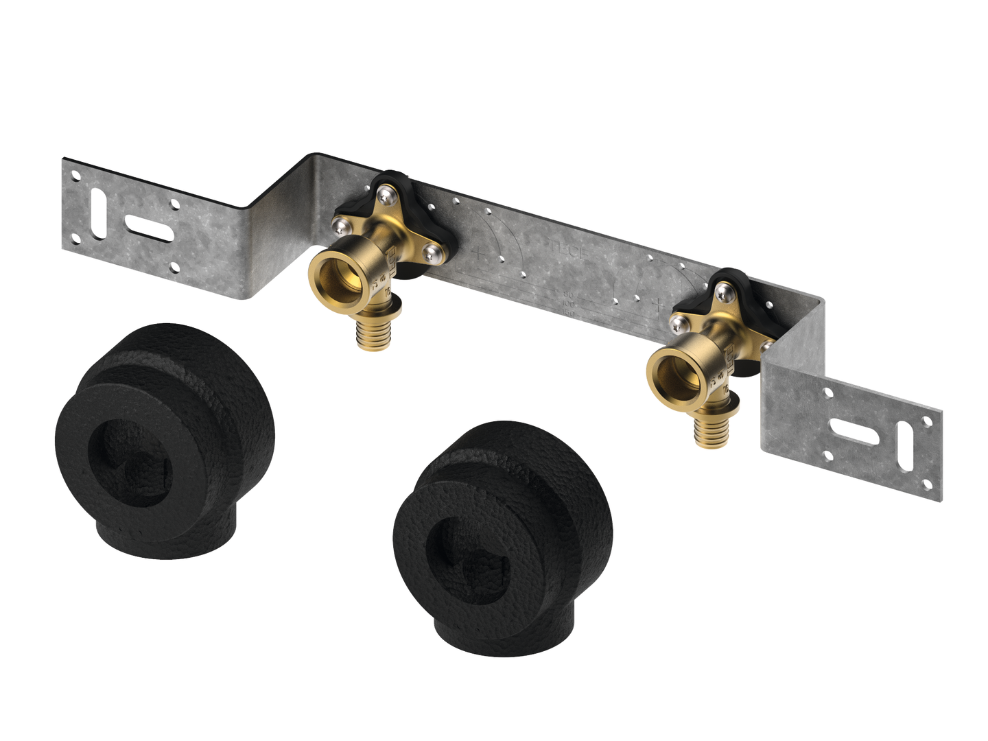 TECEflex Montageeinheit 2 WS Si-Bronze 20 x Rp 1/2", 150 mm inkl. Schalldämmbox