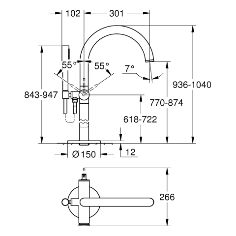 GROHE EH-Wannenbatterie Atrio 24368 FMS Bodenmontage warm sunset gebürstet