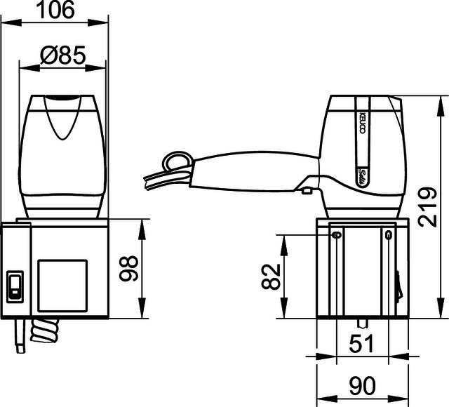 KEUCO Haartrockner Plan 14995, schwarz/schwarzgrau, mit Halter