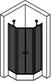 Hüppe 501 Design 5-Eck-Schwingtür H2000 B1000x1000 510740 092 321 chrom/ESG