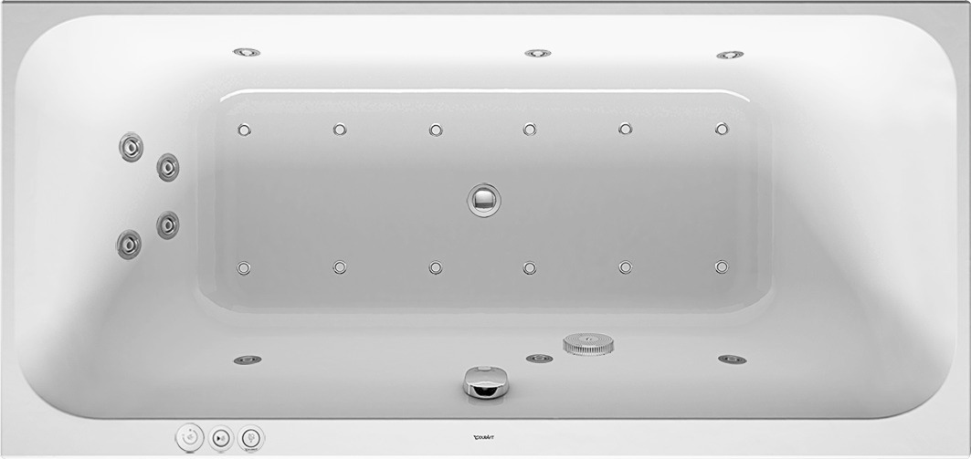 Duravit Happy D.2 Whirlw. 1900x900mm, Einbau Rückenschr.2, Combi P, Weiß