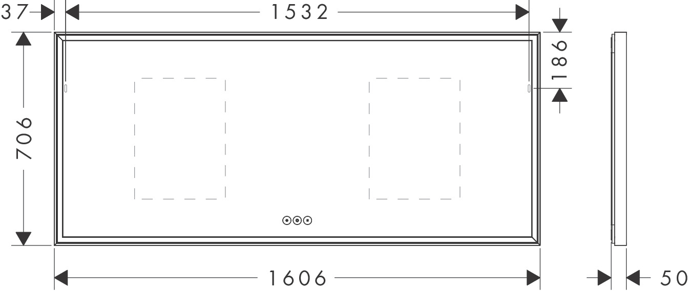 Hansgrohe Xarita E Spiegel 1600/50 m.LED Beleuchtung kapaz.Berührungssen.MW