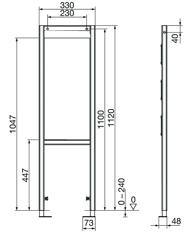 Viega Prevista Dry Befestigungs Element Objektvariante 1120mm 8570.72 in 2 Bein
