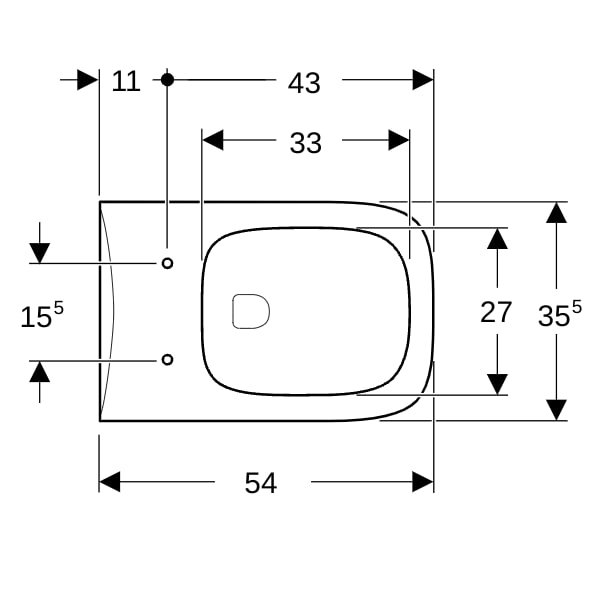 Geberit Renova Plan Wand-WC Tiefspüler Rimfree, weiß, KeraTect