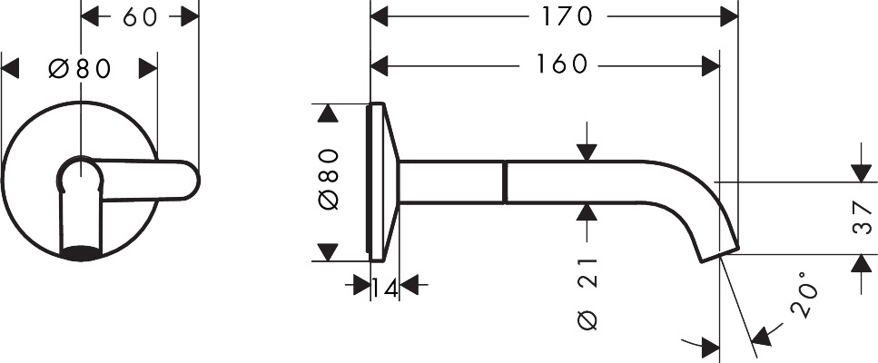 Hansgrohe Waschtischmischer AXOR One  Unterputz Wandm. 160mm Select chrom