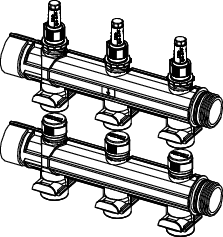 TECEfloor Industrie-Heizkreisverteiler VL/RL-Set, 3 HK, mit Universalanschluss