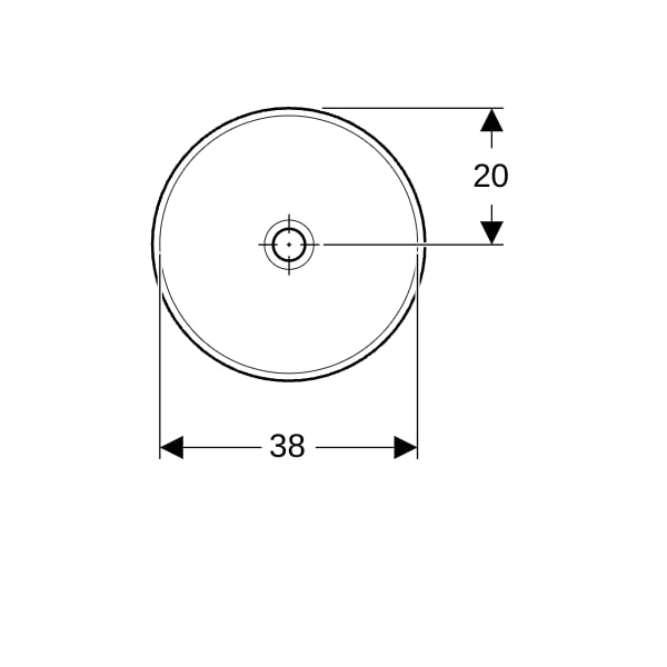 Geberit VariForm Einbauwaschtisch, rund 40cm, o. Hl, o. Ül., glasiert, weiß