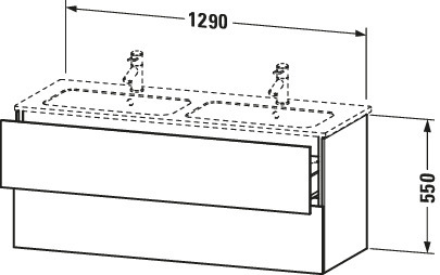 DU WTU wandh. L-Cube 481x1290x550mm 2 SchKa, f.233613, weiß matt