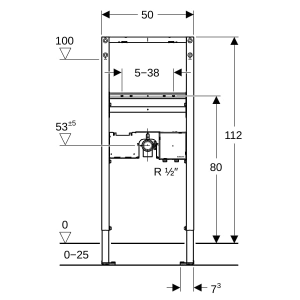 Geberit Duofix Element f. WT, 112 cm elektr. Standarmatur mit UP-Funktionsbox