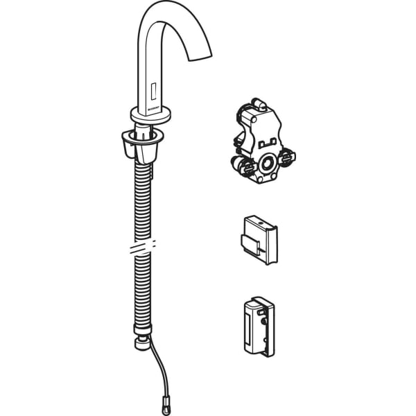 Geberit Piave WT-Arm., Standmont., Generator für UP-Funkt.Box, o.Misch., hgl.verchr.